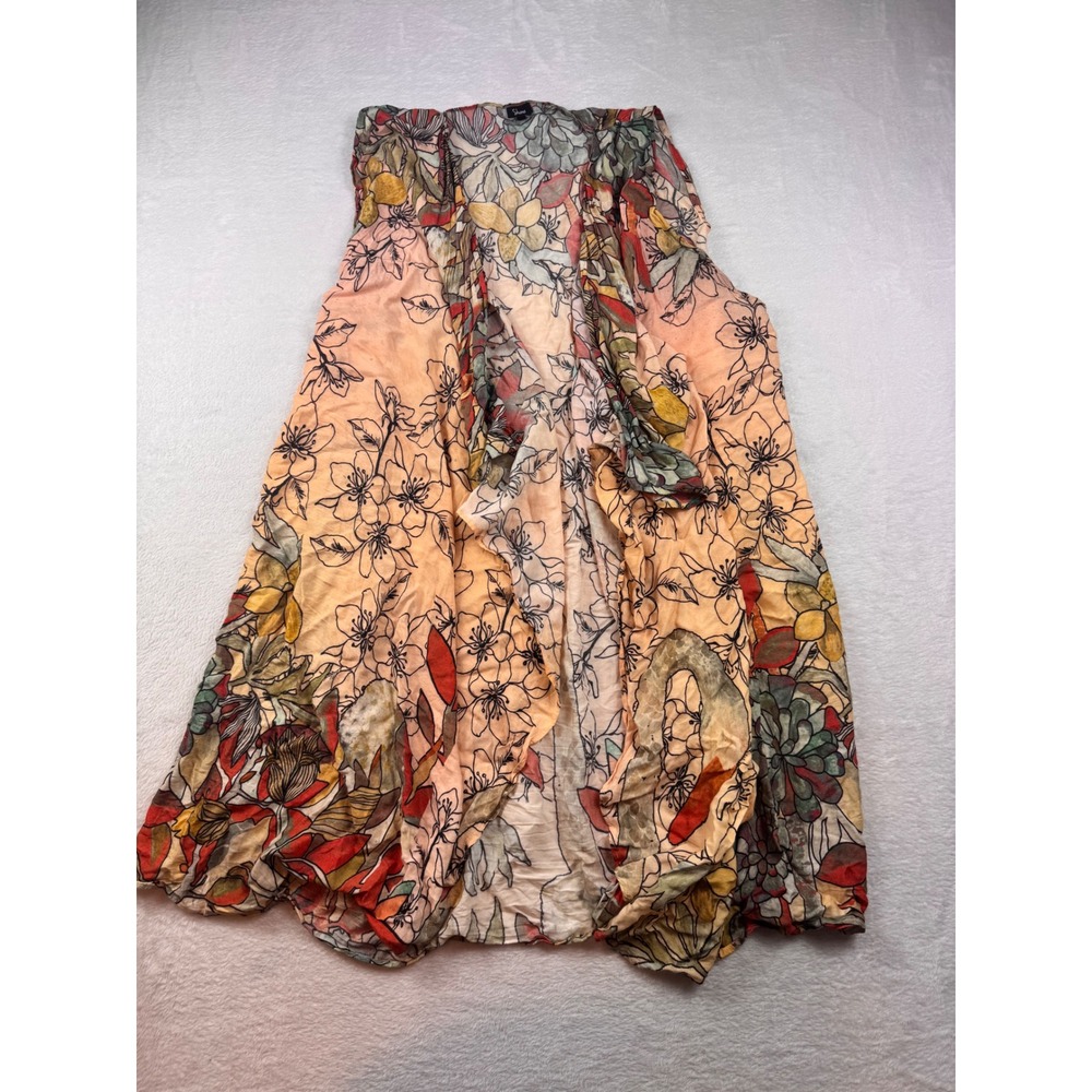 Shana Women Floral Open Front Vest Modal Sleeveless Draped Cardigan L/XL